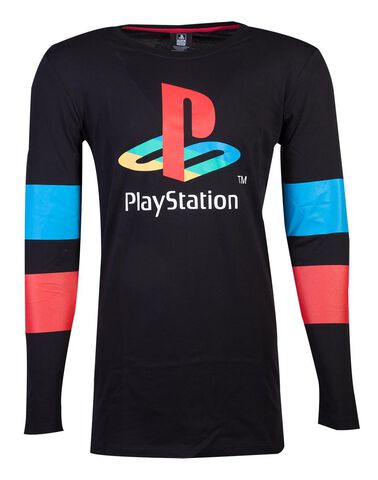 T-shirt Manches Longues - Playstation - Logo Sur Fond Noir - Taille S
